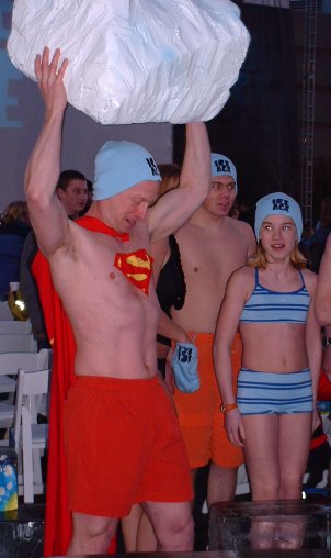 Superman lifts an iceberg