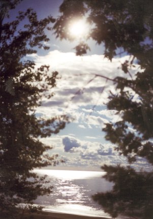 moon over Lake Michigan
